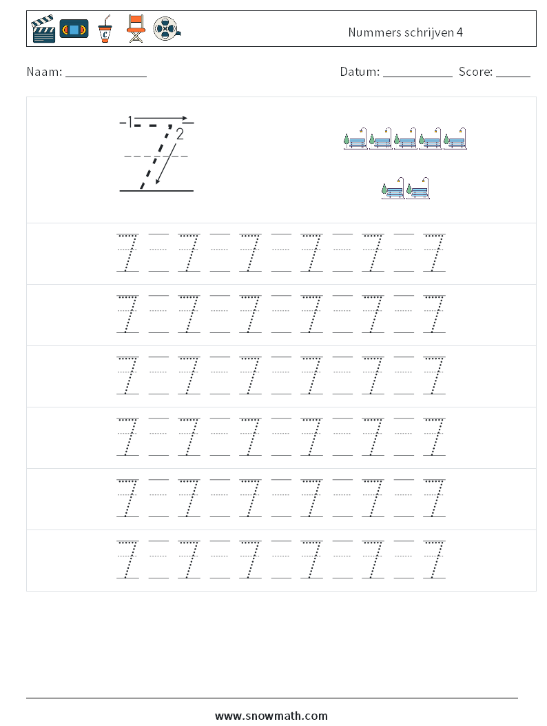 Nummers schrijven 4 Wiskundige werkbladen 17