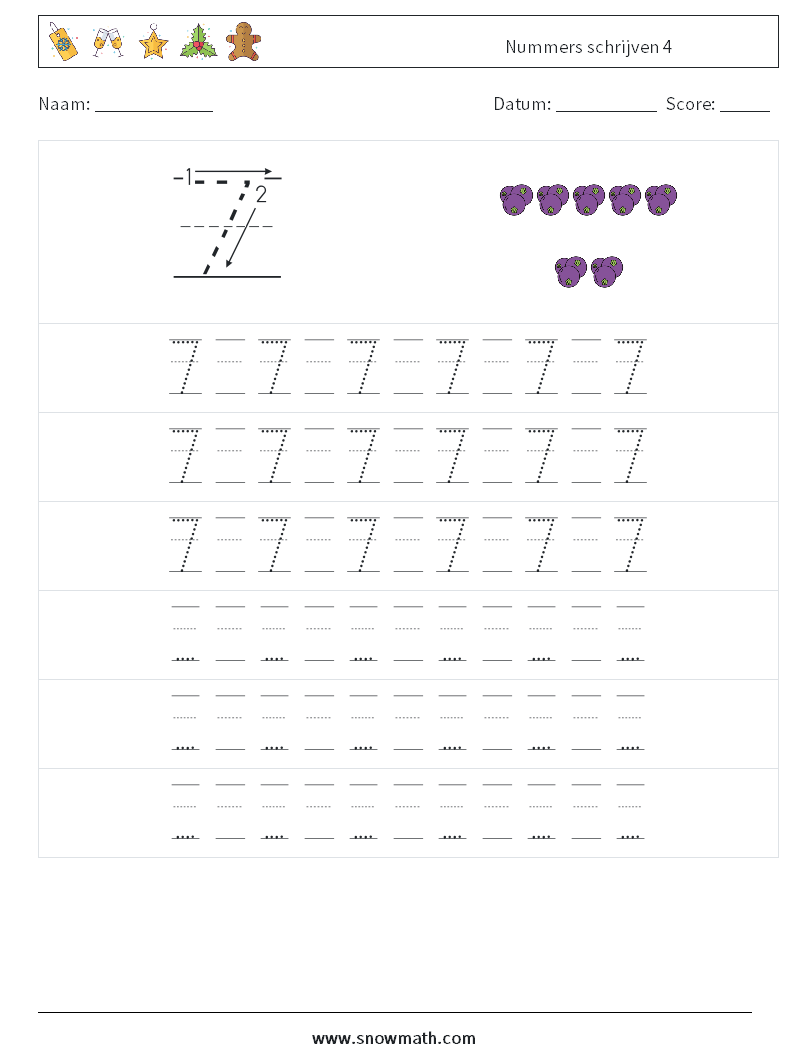 Nummers schrijven 4 Wiskundige werkbladen 19