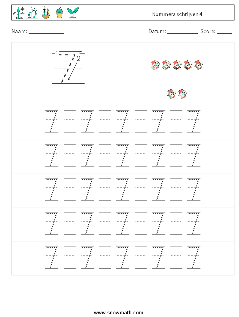 Nummers schrijven 4 Wiskundige werkbladen 21