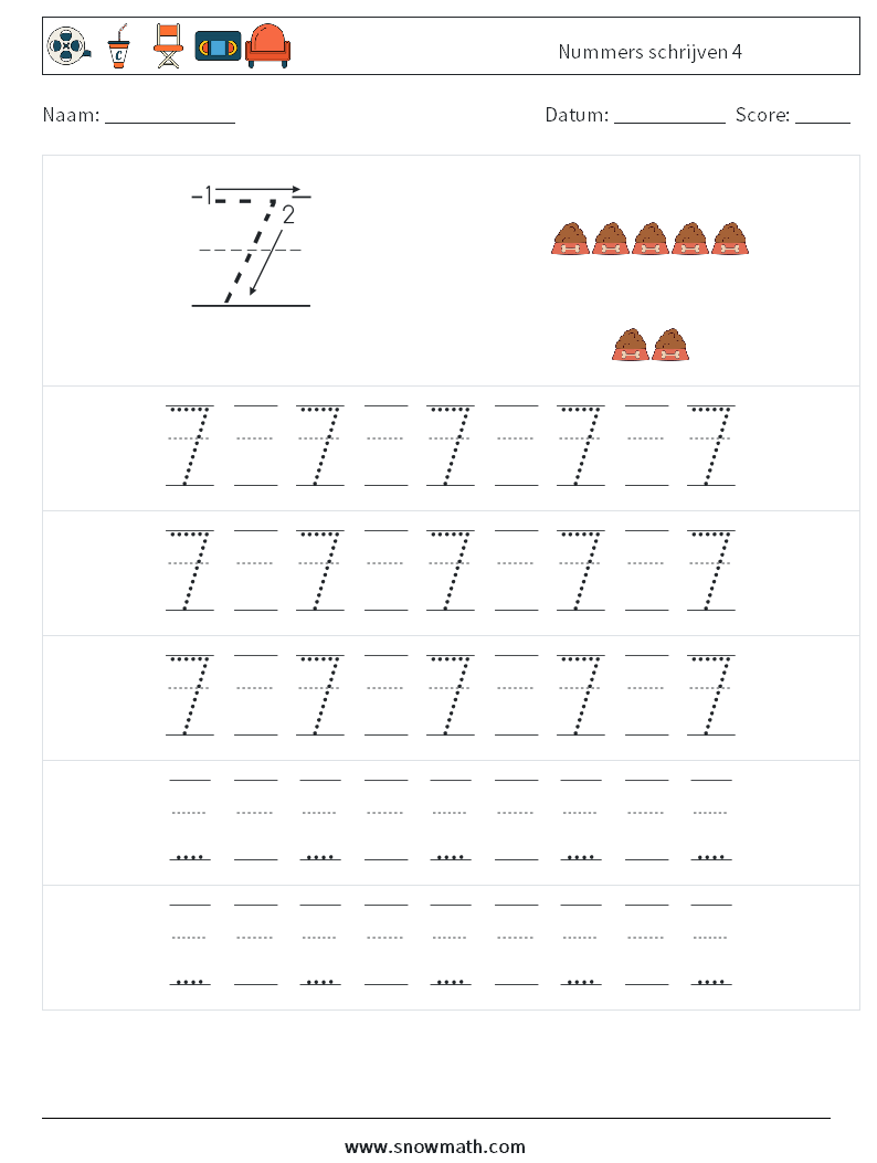 Nummers schrijven 4 Wiskundige werkbladen 23