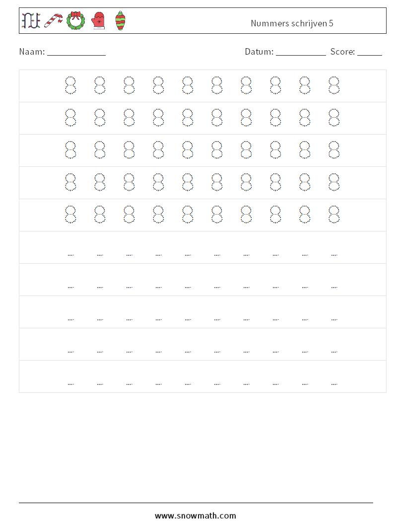 Nummers schrijven 5 Wiskundige werkbladen 4