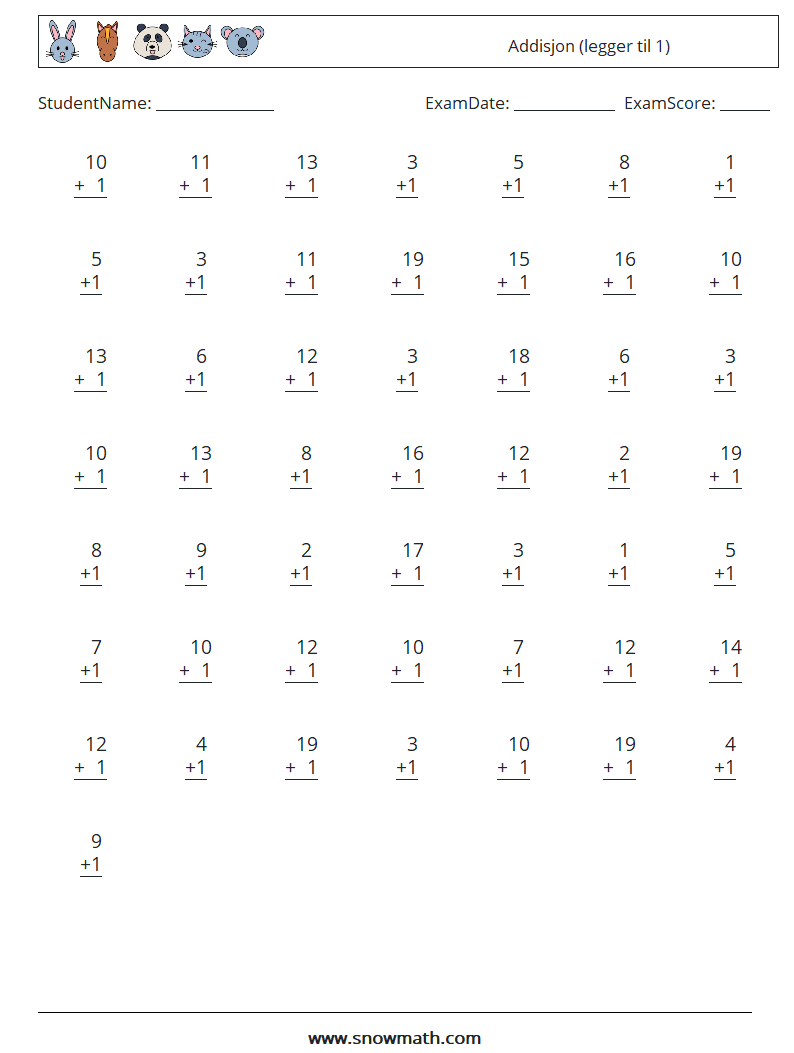 (50) Addisjon (legger til 1)