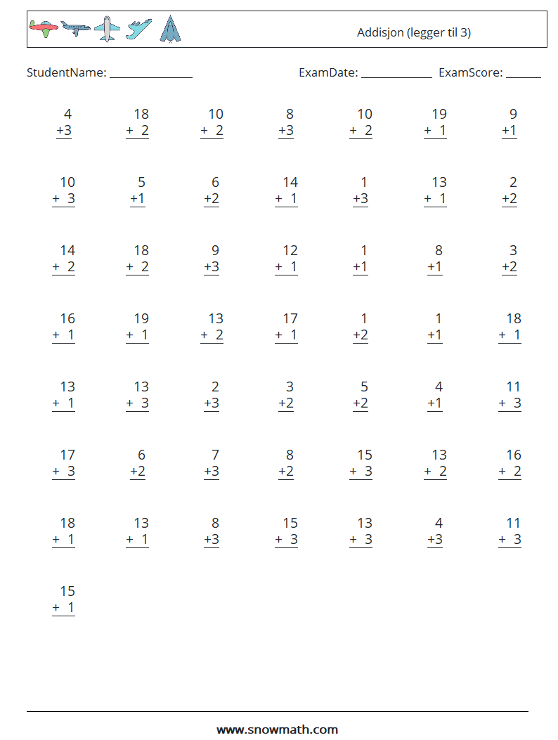 (50) Addisjon (legger til 3)