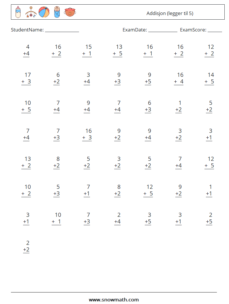 (50) Addisjon (legger til 5)