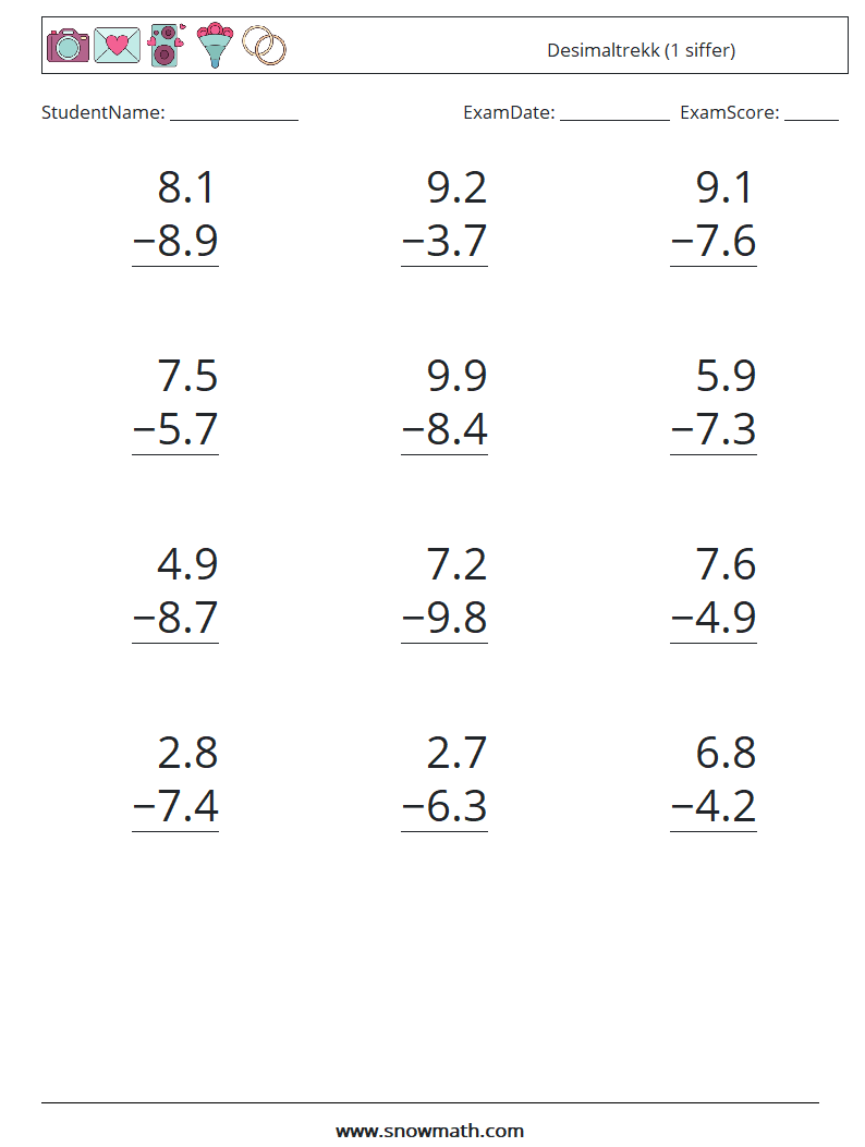 (12) Desimaltrekk (1 siffer)