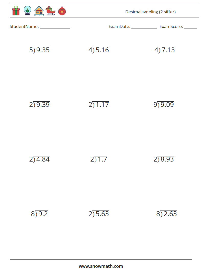 (12) Desimalavdeling (2 siffer)