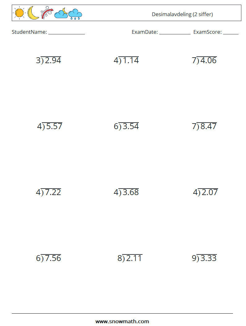 (12) Desimalavdeling (2 siffer) MathWorksheets 11