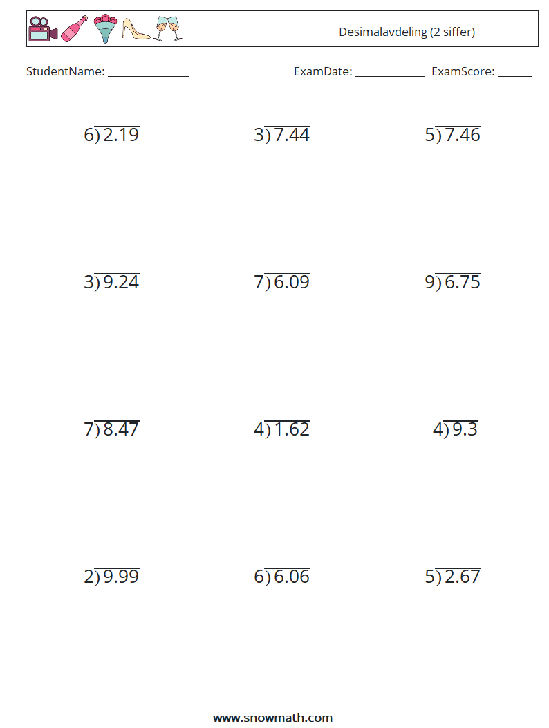 (12) Desimalavdeling (2 siffer) MathWorksheets 14