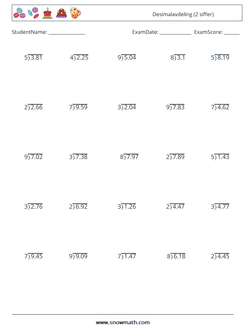 (25) Desimalavdeling (2 siffer)