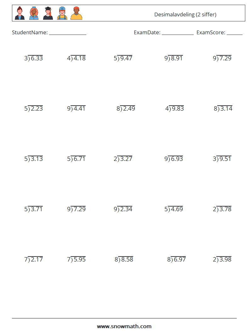 (25) Desimalavdeling (2 siffer) MathWorksheets 18