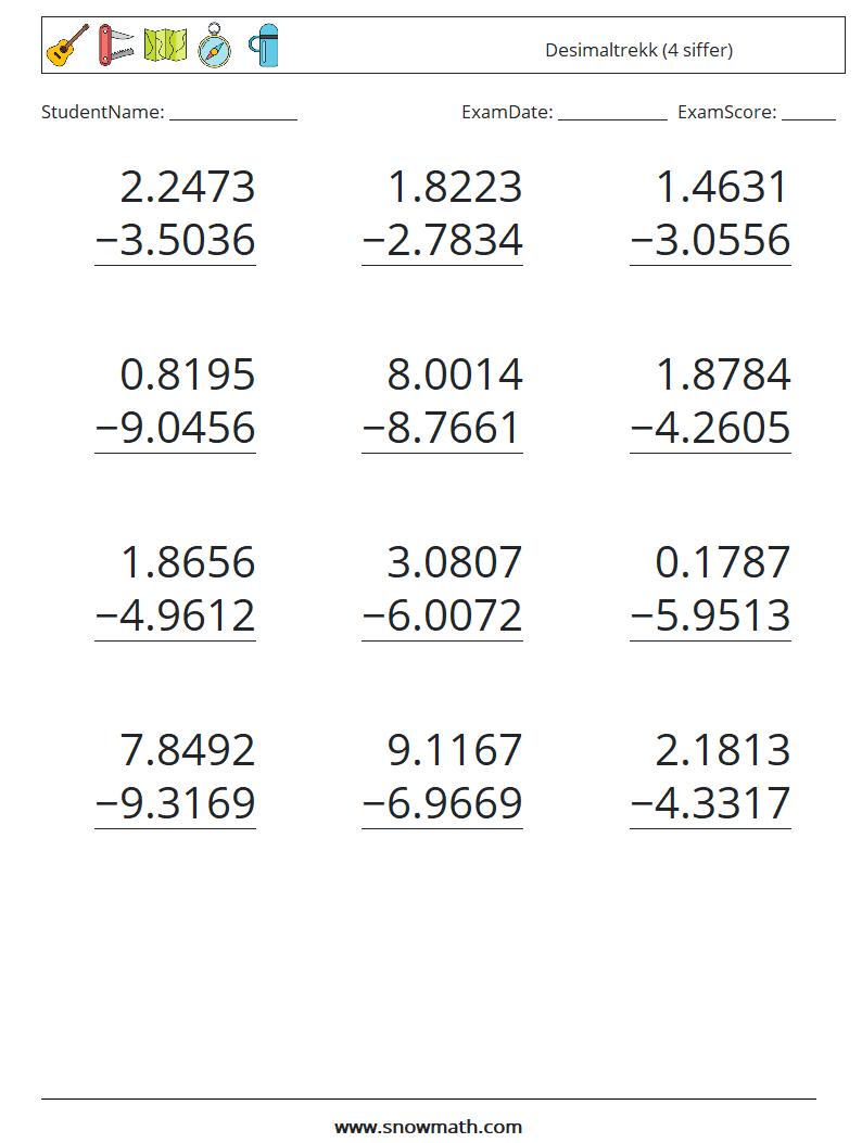 (12) Desimaltrekk (4 siffer)