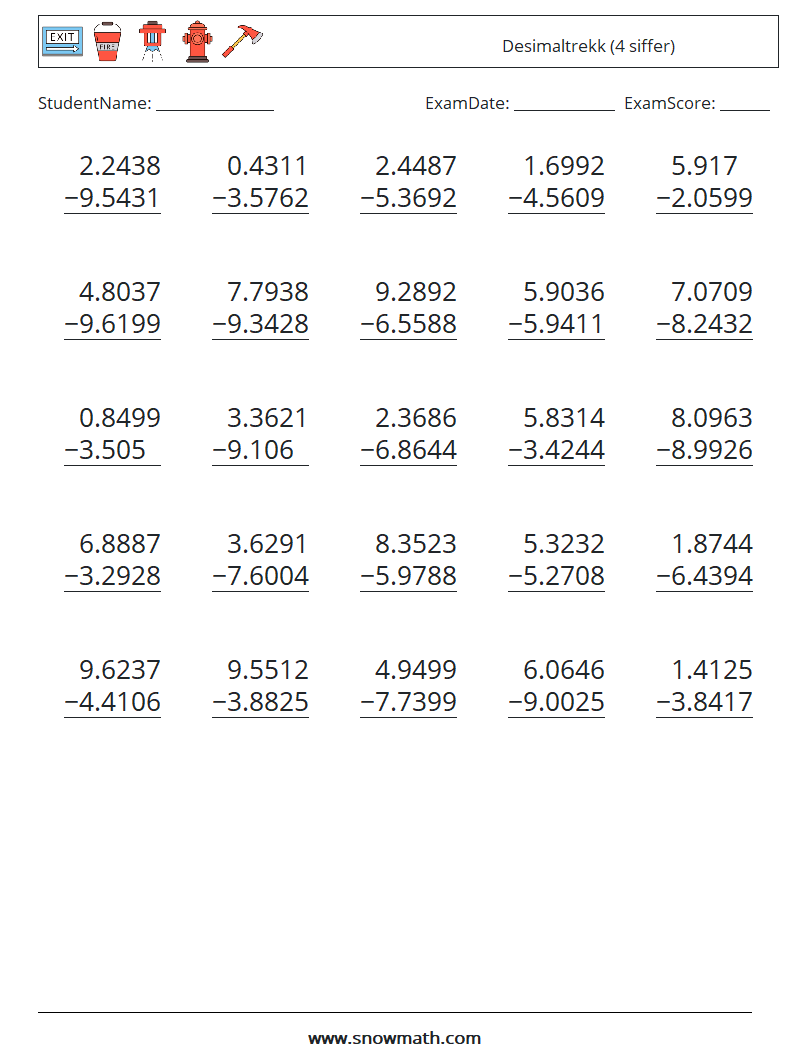 (25) Desimaltrekk (4 siffer)