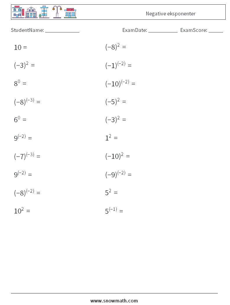  Negative eksponenter MathWorksheets 1