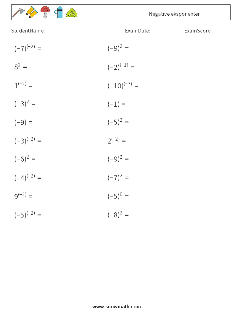  Negative eksponenter MathWorksheets 3