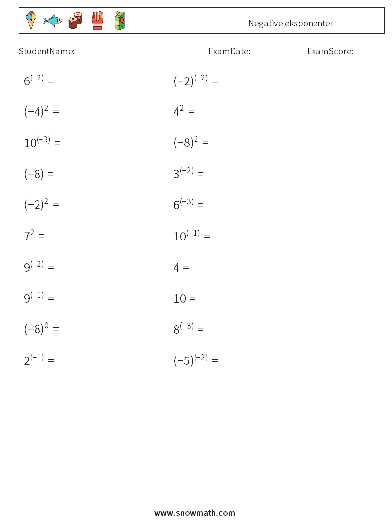  Negative eksponenter MathWorksheets 4