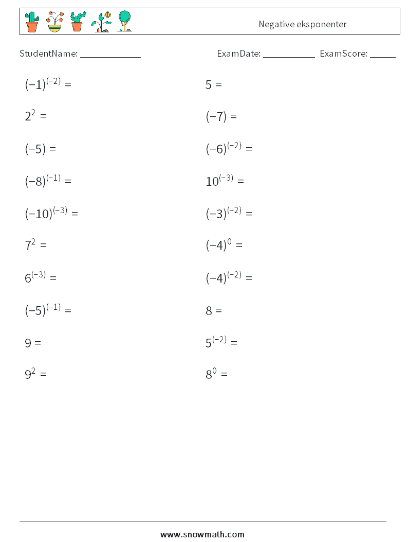  Negative eksponenter MathWorksheets 5