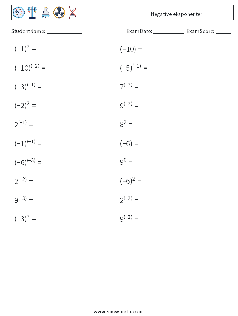  Negative eksponenter MathWorksheets 6