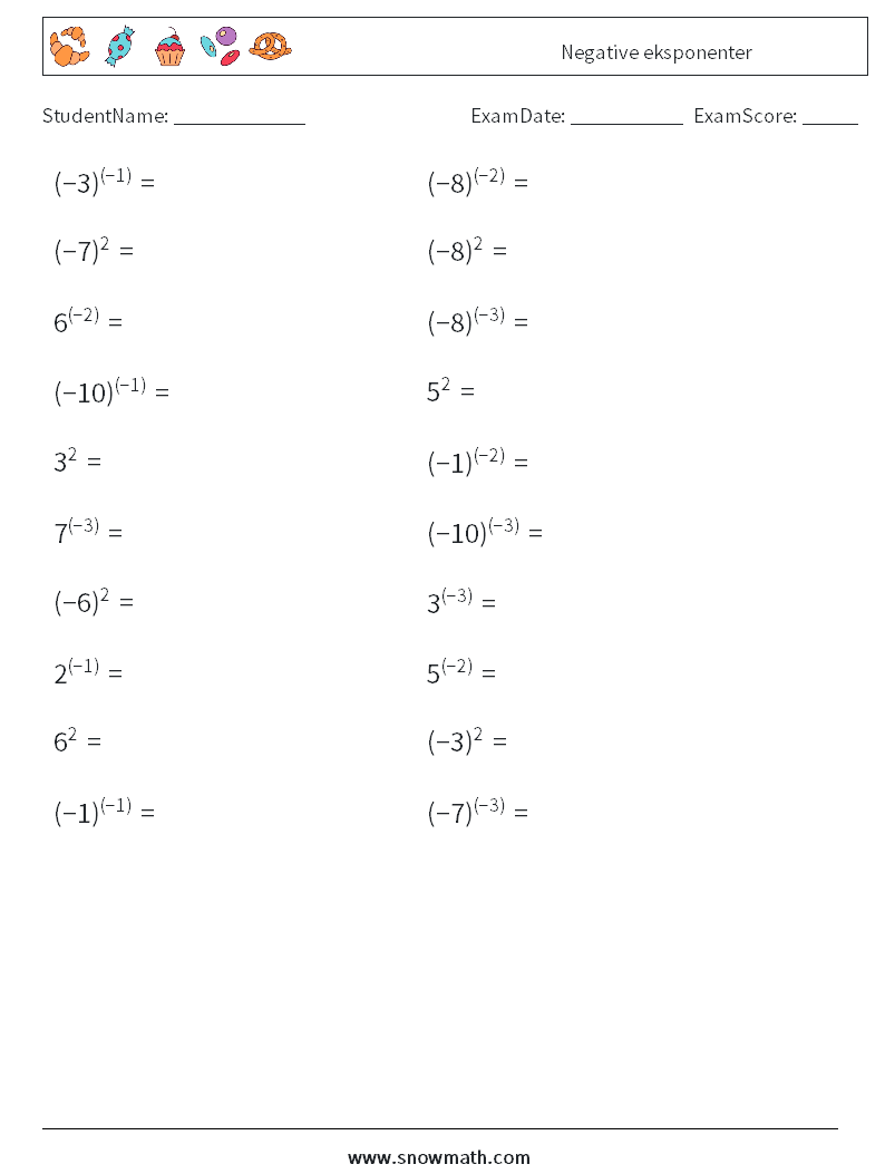  Negative eksponenter MathWorksheets 9