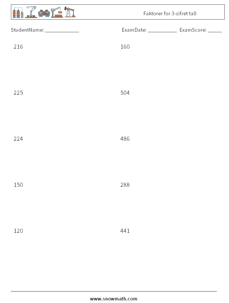 Faktorer for 3-sifret tall