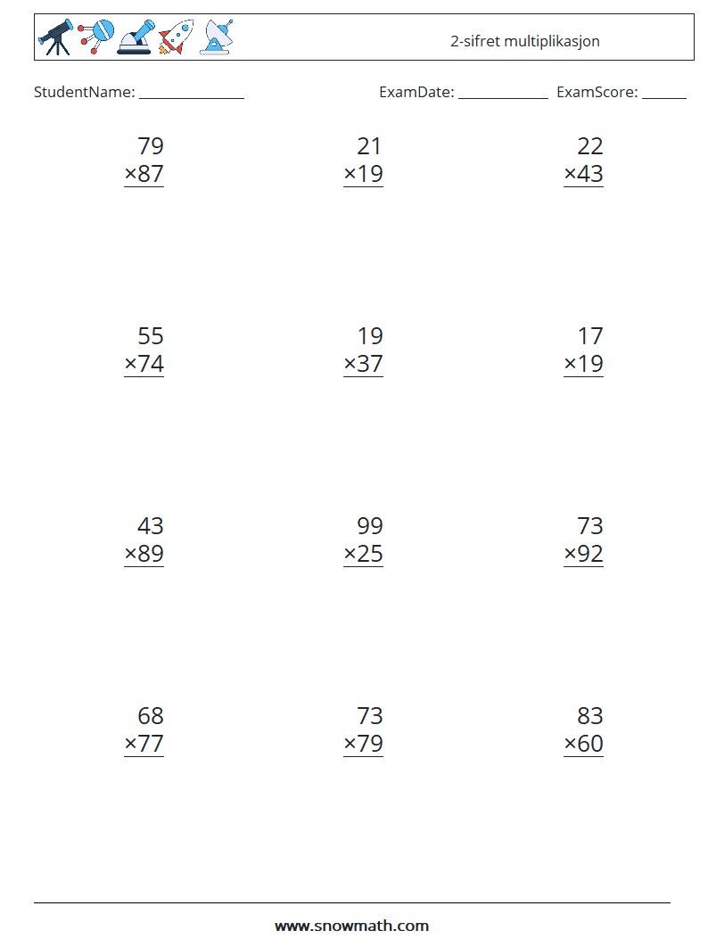 (12) 2-sifret multiplikasjon