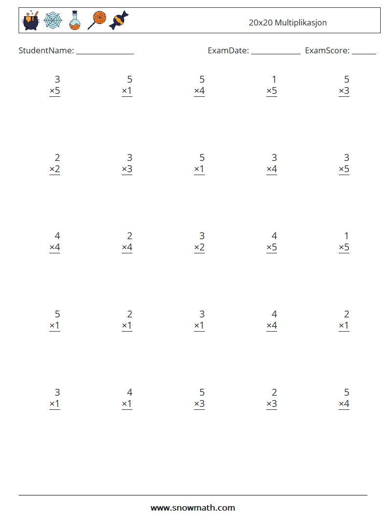 (25) 20x20 Multiplikasjon MathWorksheets 14