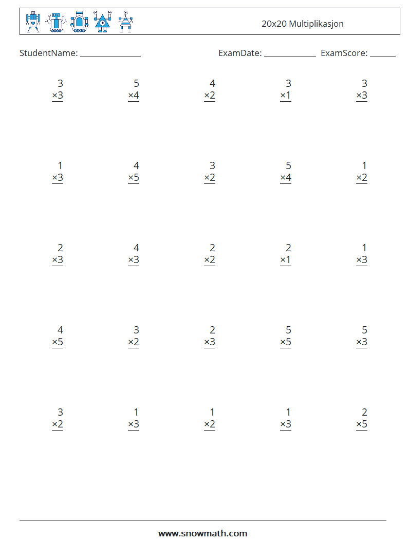 (25) 20x20 Multiplikasjon MathWorksheets 15