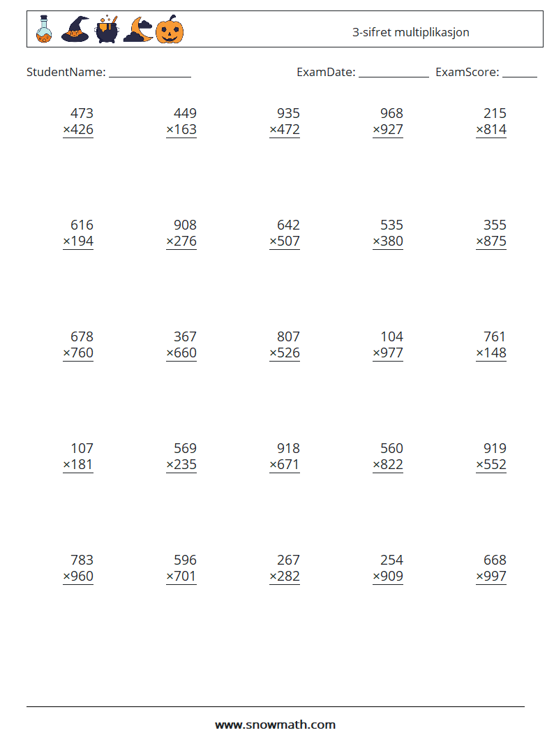 (25) 3-sifret multiplikasjon