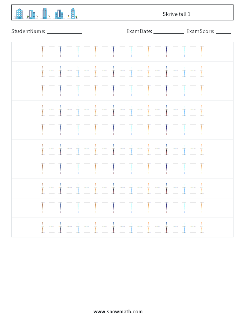 Skrive tall 1 MathWorksheets 14