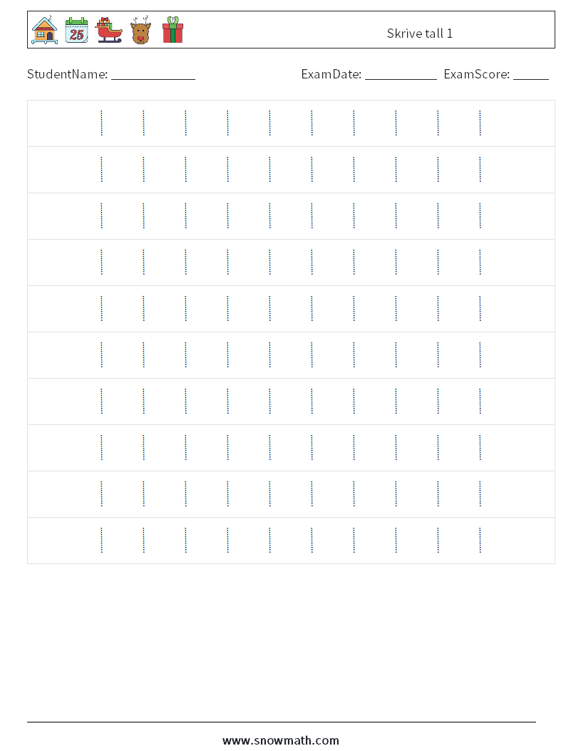 Skrive tall 1 MathWorksheets 2