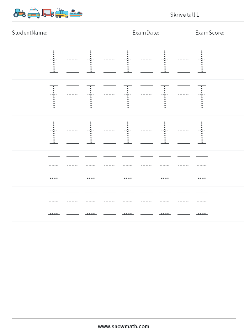 Skrive tall 1 MathWorksheets 24