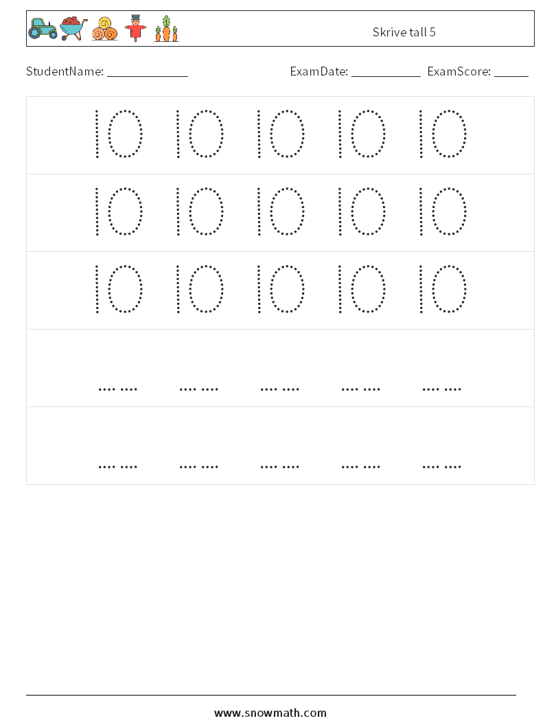 Skrive tall 5 MathWorksheets 12