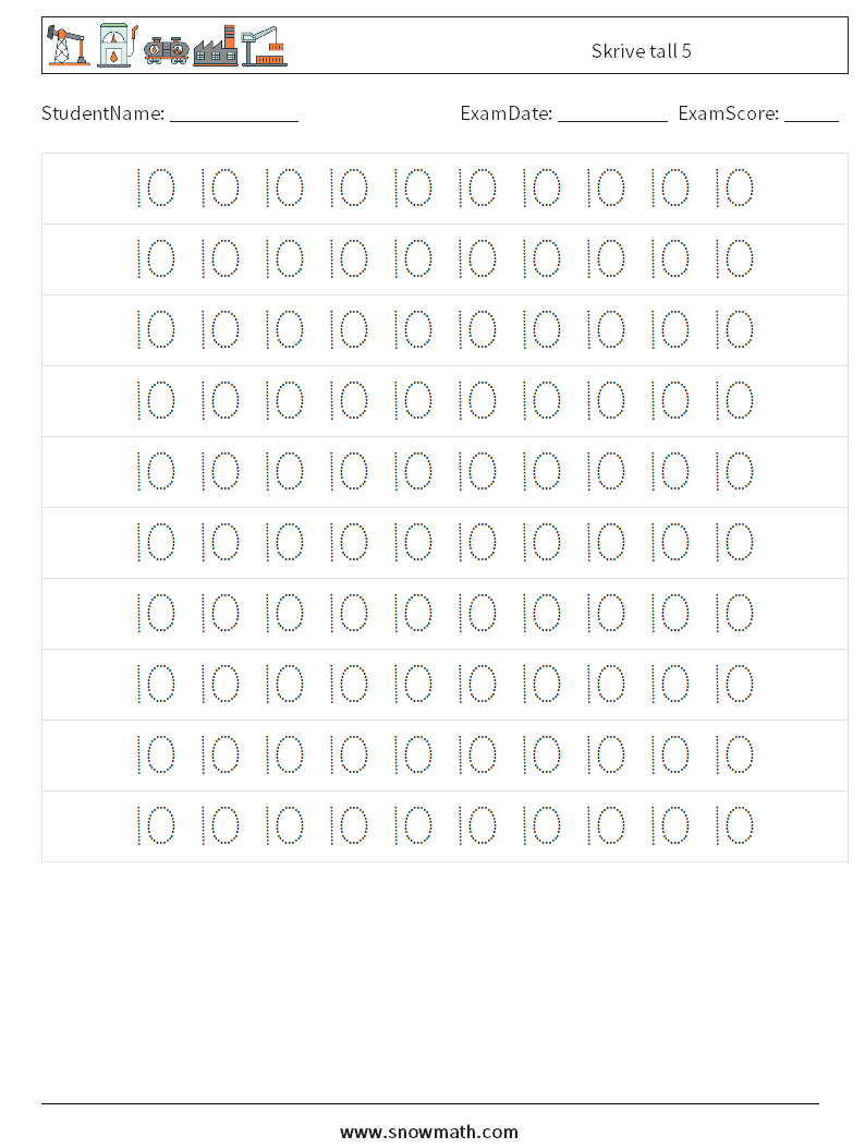 Skrive tall 5 MathWorksheets 2