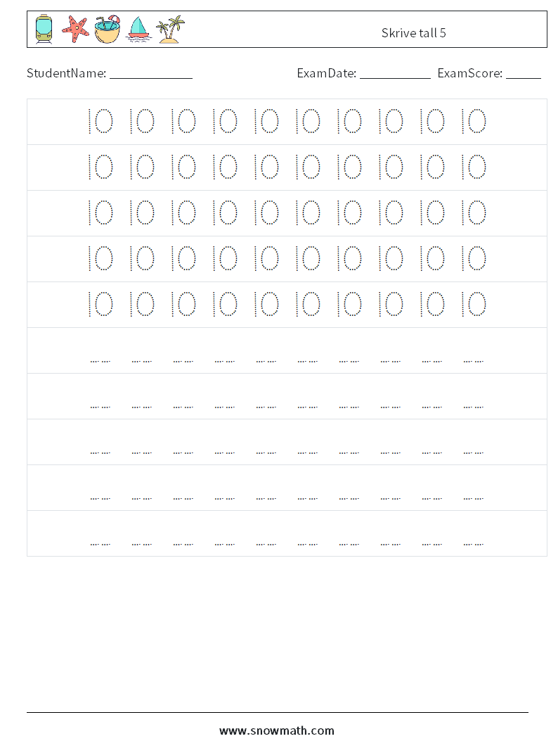 Skrive tall 5 MathWorksheets 4