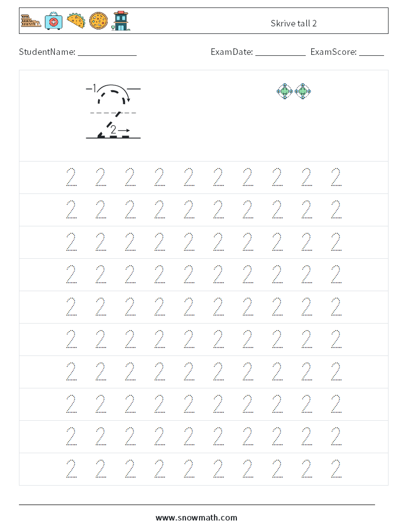 Skrive tall 2 MathWorksheets 1