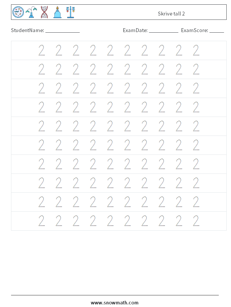 Skrive tall 2 MathWorksheets 2