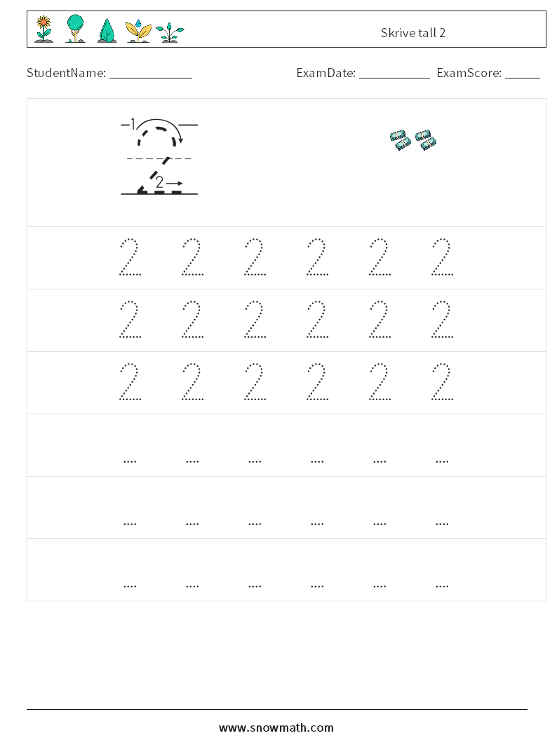 Skrive tall 2 MathWorksheets 7