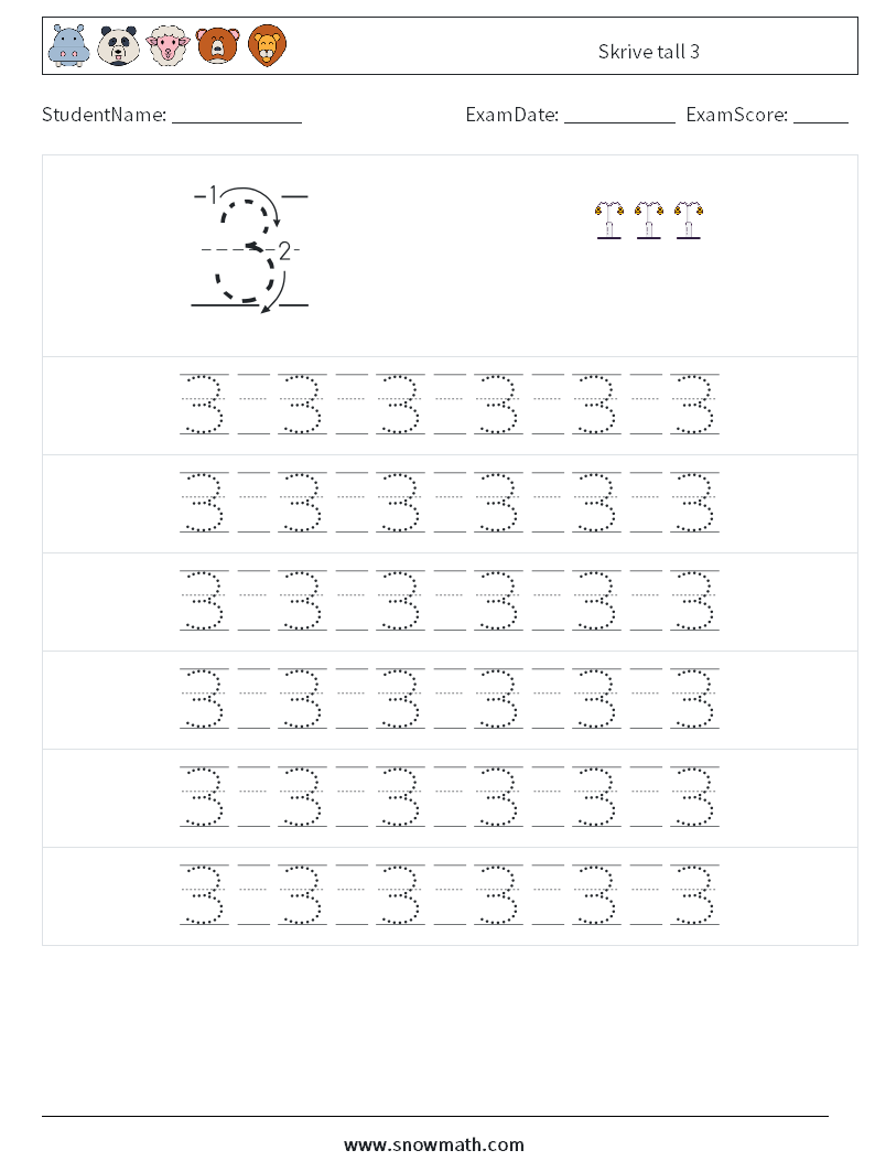 Skrive tall 3 MathWorksheets 17