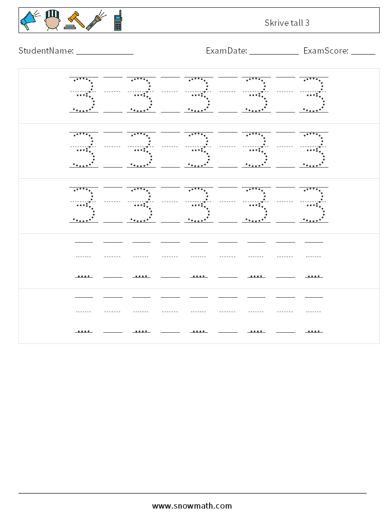 Skrive tall 3 MathWorksheets 24