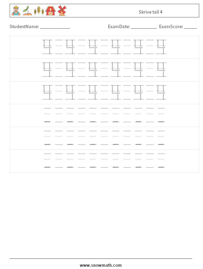 Skrive tall 4 MathWorksheets 20