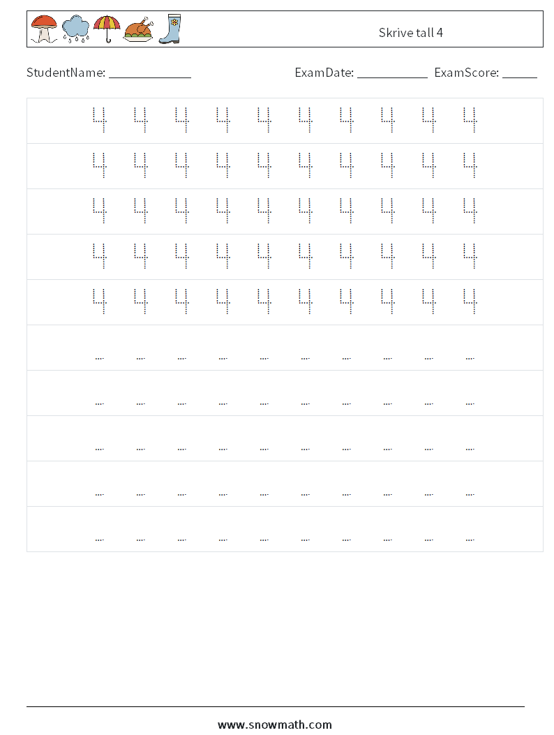 Skrive tall 4 MathWorksheets 4
