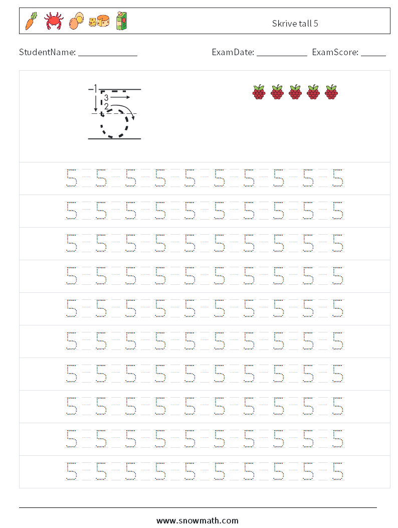 Skrive tall 5 MathWorksheets 13