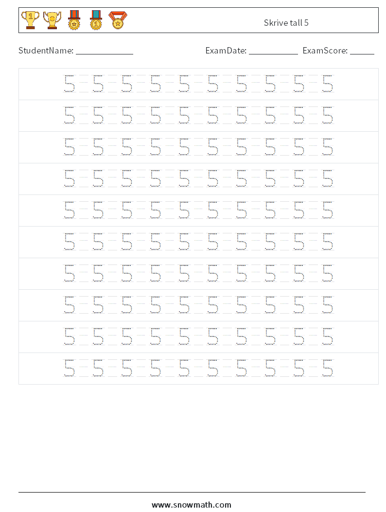 Skrive tall 5 MathWorksheets 14