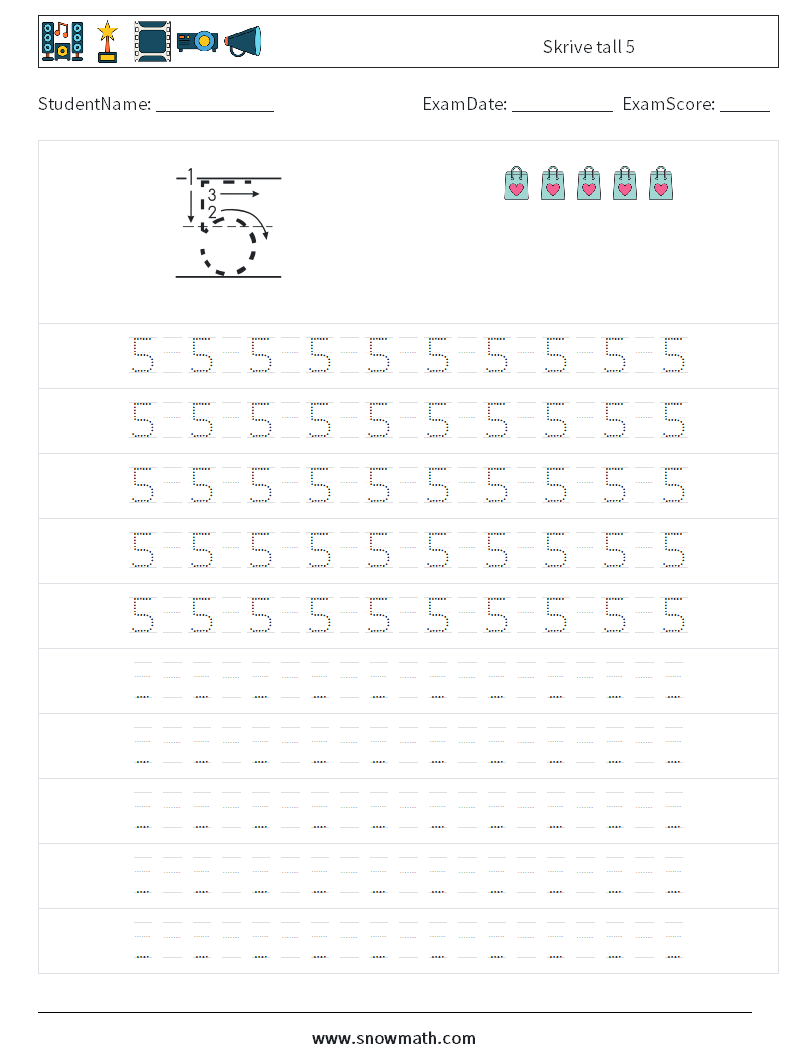 Skrive tall 5 MathWorksheets 15