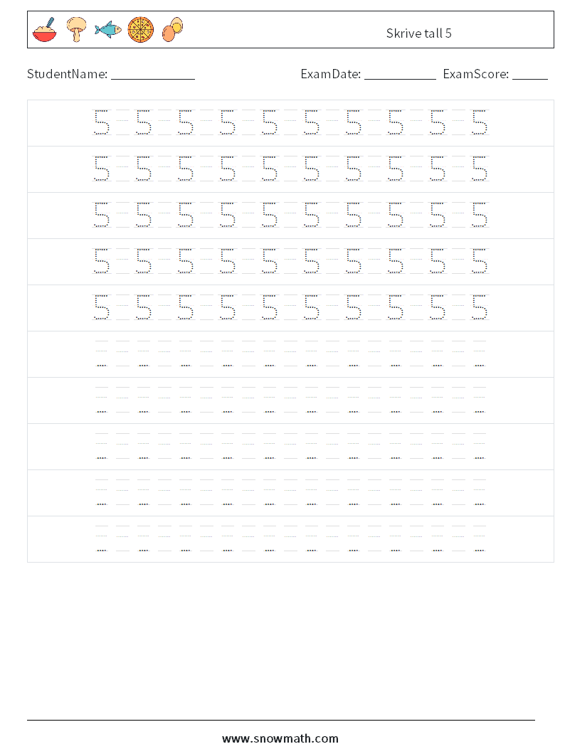 Skrive tall 5 MathWorksheets 16