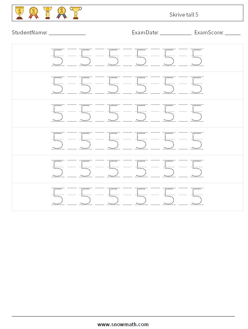 Skrive tall 5 MathWorksheets 18