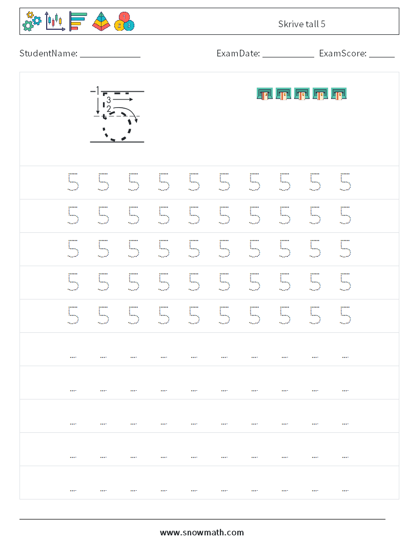 Skrive tall 5 MathWorksheets 3