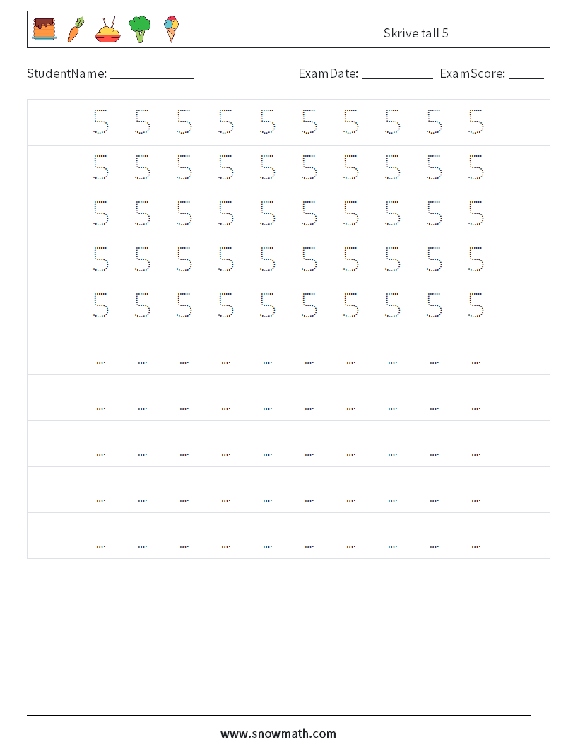 Skrive tall 5 MathWorksheets 4