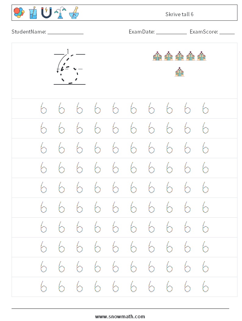 Skrive tall 6 MathWorksheets 1