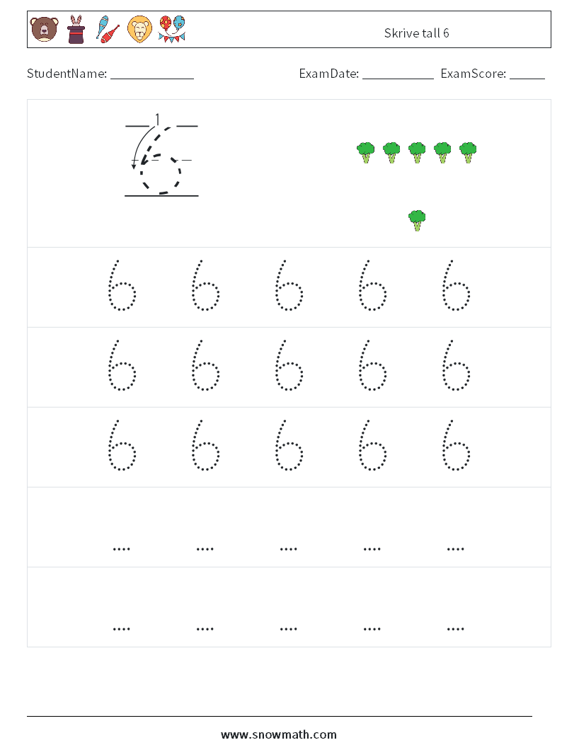 Skrive tall 6 MathWorksheets 11