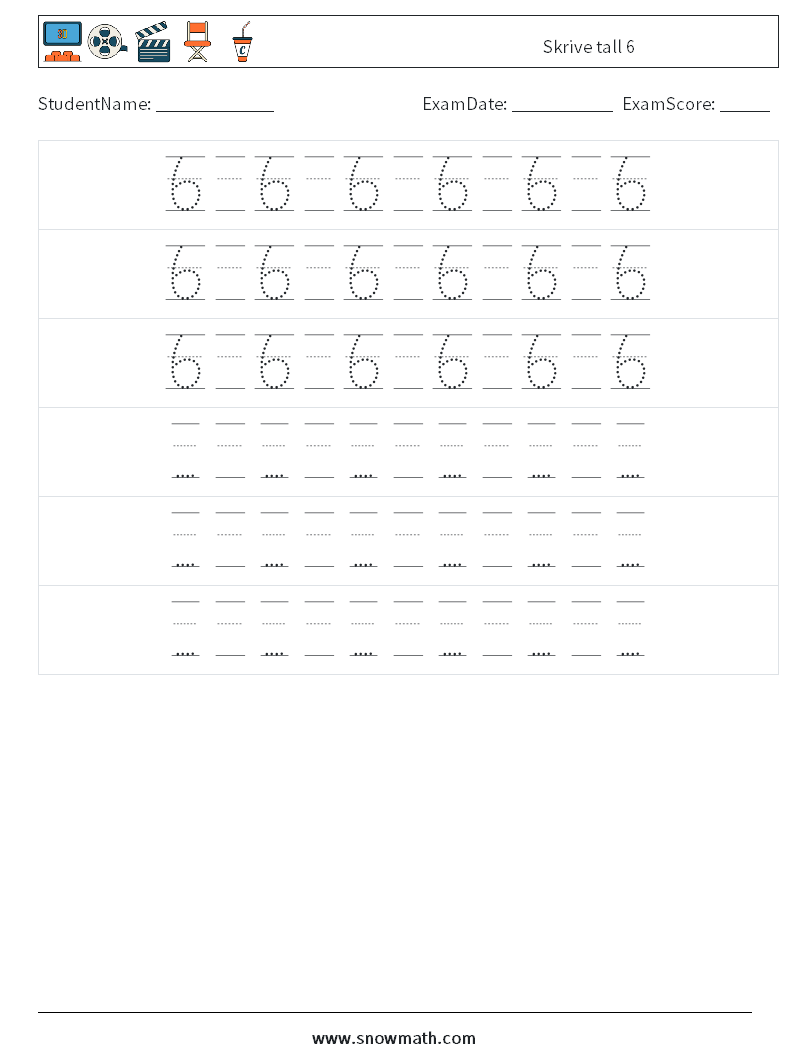 Skrive tall 6 MathWorksheets 20